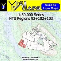 NTS Regions 92+102+103 - 1:50,000 Series - YellowMaps Canada Topo Maps